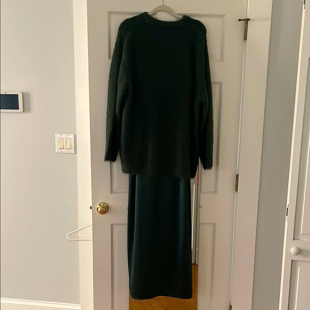Marine Layer Green Gables slip dress and sweater